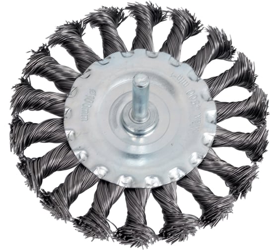 Щетка дисковая для дрели (жгутированная стальная проволока 0,5 мм, 100 мм) MIRAX 35146-100 1