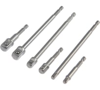 Набор адаптеров для торцевых головок под квадрат 1/4", 3/8", 1/2", 65 и 150 мм, 6 шт ТУНДРА 7443391