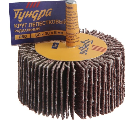 Круг лепестковый радиальный 60x30x6 мм, Р60 ТУНДРА 1875466