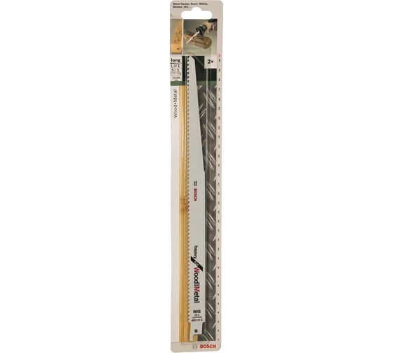 Полотно сабельное по дереву и металлу S1411DF (305 мм; 6 TPI; 2 шт.) Bosch 2609256713 1