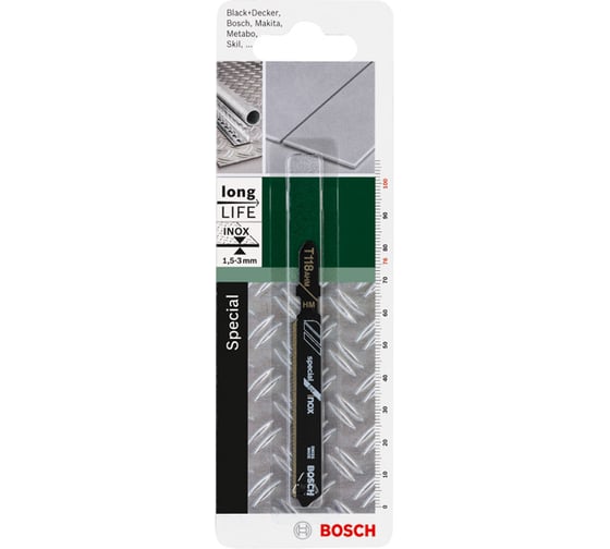 Полотно для лобзика по нержавеющей стали T118AHM (82 мм; 24 TPI) Bosch 2609256738 1