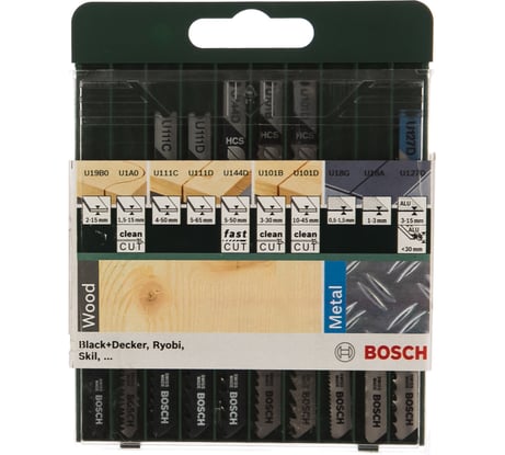 Набор пилок для лобзика по дереву и металлу 10 шт. Bosch 2609256775