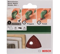 Шлифлист по дереву (93 мм; К40; 5 шт.) Bosch 2609256A48