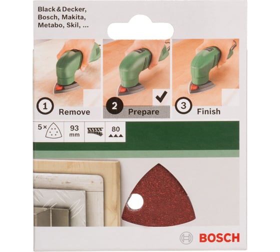 Шлифлист по дереву (93 мм; К80; 5 шт.) Bosch 2609256A50 1