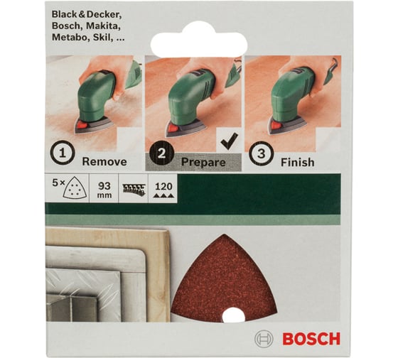 Шлифлист по дереву (93 мм; К120; 5 шт.) Bosch 2609256A51