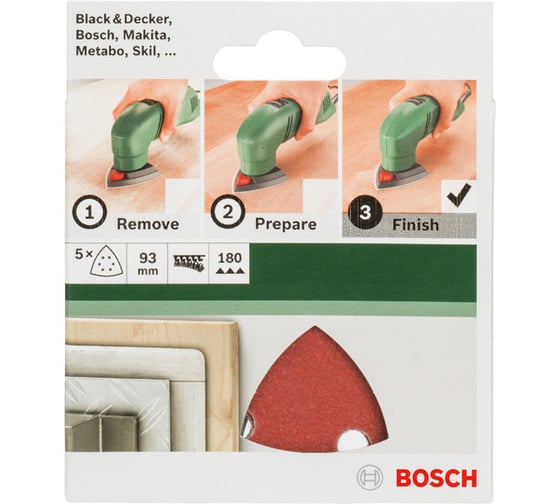 Шлифлист по дереву (93 мм; К180; 5 шт.) Bosch 2609256A52 1