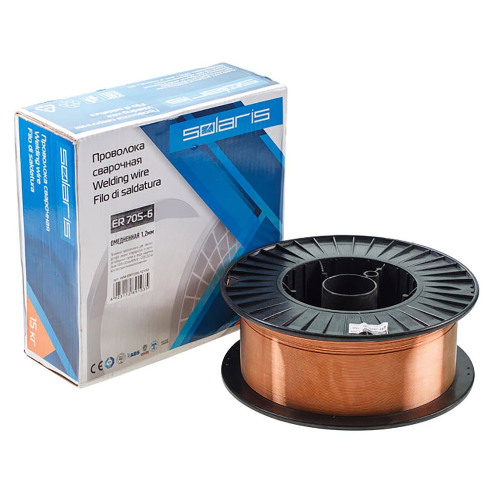 Проволока сварочная омедненная ER 70S-6 1.2 мм, 15 кг SOLARIS WM-ER70S6 ...