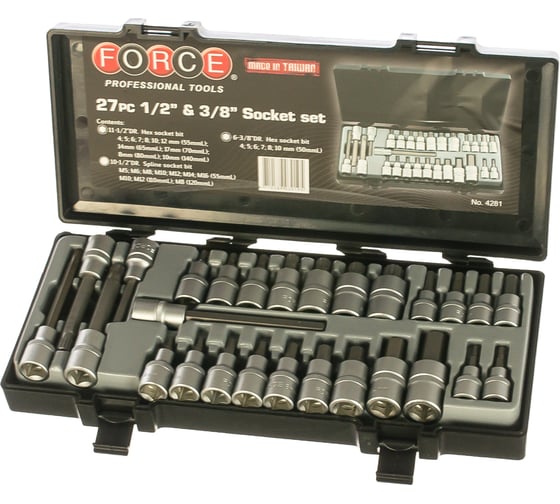 Набор головок 1/2", в пластиковом кейсе, 28 шт. FORCE 4281