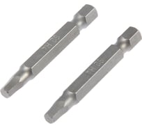 Биты намагниченные, сталь S2, HEX4x50 мм, 2 шт ТУНДРА 7338378