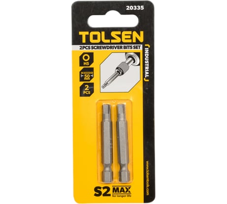 Набор вставок бит торцевых 1/4", Hex5, 50 мм, 2 шт TOLSEN 20335