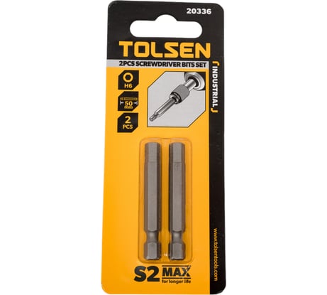 Набор вставок бит торцевых 1/4", Hex6, 50 мм, 2 шт TOLSEN 20336