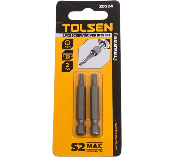 Набор вставок бит торцевых 1/4", Torx, T25, 50 мм, 2 шт TOLSEN 20324 1