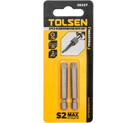 Набор вставок бит торцевых 1/4", Torx, T40, 50 мм, 2 шт TOLSEN 20327