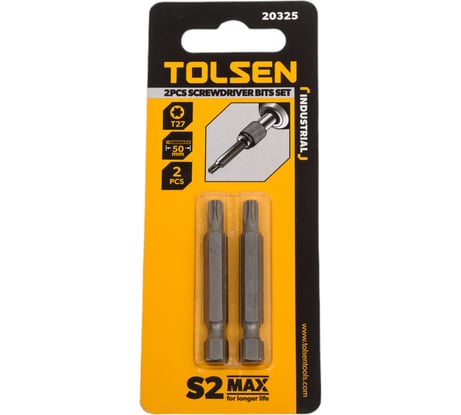Набор вставок бит торцевых 1/4", Torx, T27, 50 мм, 2 шт TOLSEN 20325