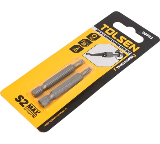 Набор вставок бит торцевых 1/4", Torx, T20, 50 мм, 2 шт TOLSEN 20323