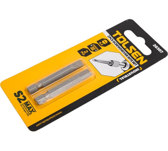 Набор вставок бит торцевых 1/4", Slotted, 6.5x1.2 мм, 50 мм, 2 шт TOLSEN 20307