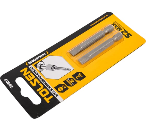 Набор вставок бит торцевых 1/4", Slotted, 6.5x1.2 мм, 50 мм, 2 шт TOLSEN 20307