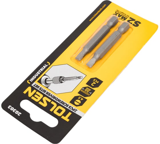 Набор вставок бит торцевых 1/4", Slotted, 4.5x0.6 мм, 50 мм, 2 шт TOLSEN 20303