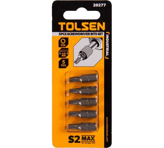 Набор вставок бит торцевых 1/4", Torx, T25, 25 мм, 5 шт TOLSEN 20277