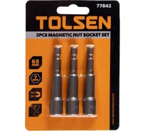 Набор головок шестигранных магнитных для шуруповерта 7х65 мм, 1/4", 3 предмета TOLSEN 77842