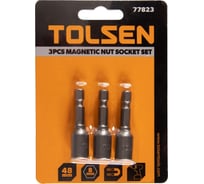 Набор головок шестигранных магнитных для шуруповерта 8х48 мм, 1/4", 3 предмета TOLSEN 77823