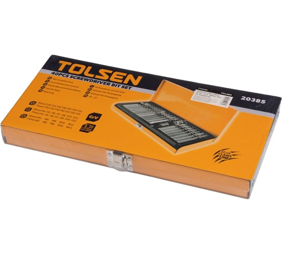 Набор вставок бит 10 мм, Torx, Spline, Hex, 40 предметов TOLSEN 20385