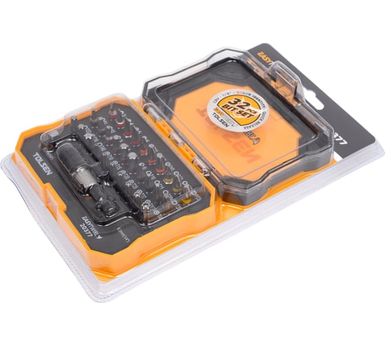 Набор вставок бит 1/4", PH, PZ, Hex, Torx, Slotted, TorxTR, Square, 32 предмета TOLSEN 20377