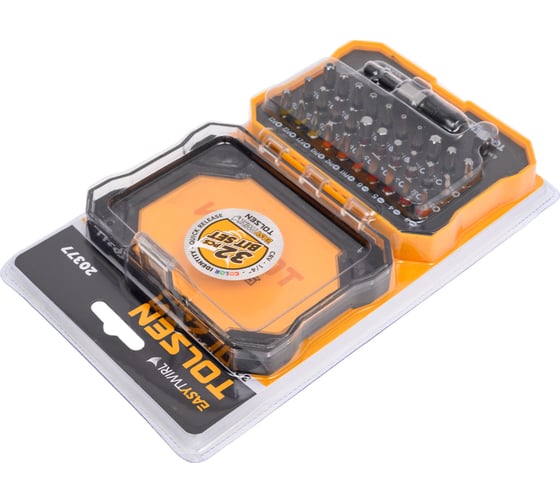 Набор вставок бит 1/4", PH, PZ, Hex, Torx, Slotted, TorxTR, Square, 32 предмета TOLSEN 20377