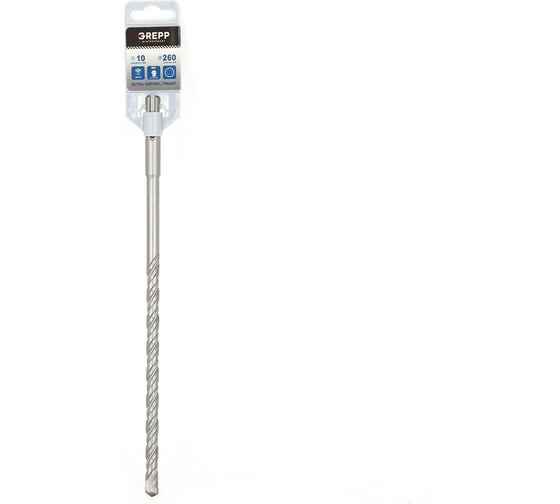 Бур SDS-plus 10х260 мм, 2-х гранный наконечник с твердосплавной напайкой YG8C GREPP 103-10260