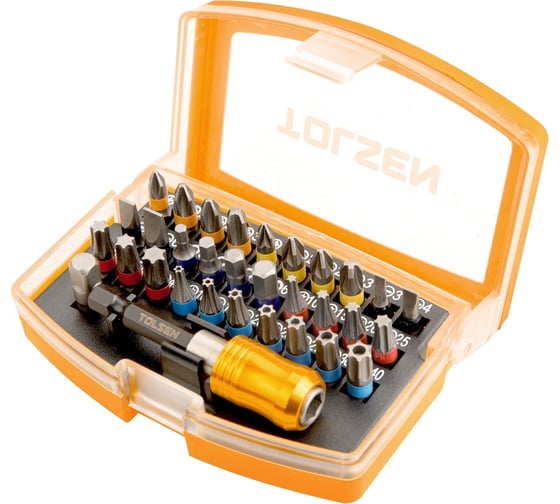 Набор вставок бит 1/4", PH, PZ, Hex, Torx, Slotted, TorxTR 32 предмета TOLSEN 20370 1