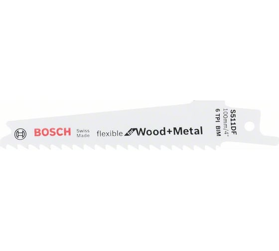 Пилки сабельные по дереву (100х19х0.9 мм, шаг 4,3 мм, 2 шт.) S511DF FLEX WOOD METAL Bosch 2608657722 1