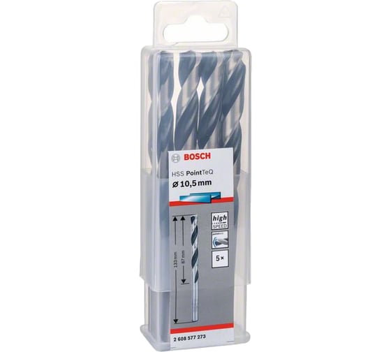Сверло спиральное по металлу PointTeQ (5 шт; 10.5х87х133 мм) Bosch 2608577273