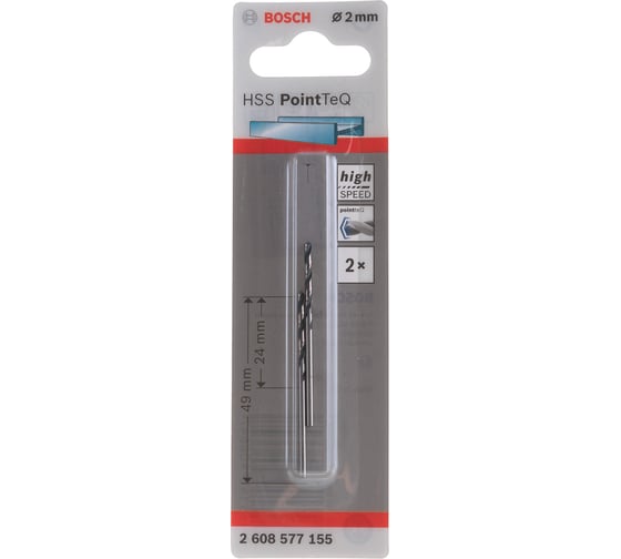 Сверло спиральное по металлу PointTeQ (2 шт; 2х24х49 мм) Bosch 2608577155