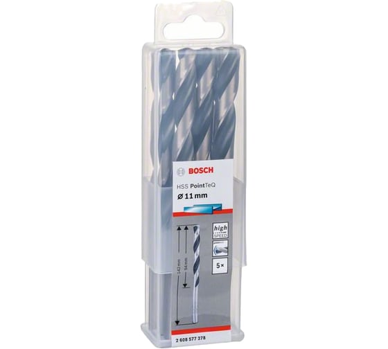 Сверло спиральное по металлу PointTeQ (5 шт; 11х94х142 мм) Bosch 2608577278