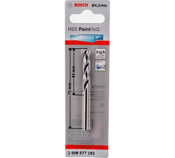 Сверло спиральное по металлу PointTeQ (4.2х43х75 мм) Bosch 2608577162