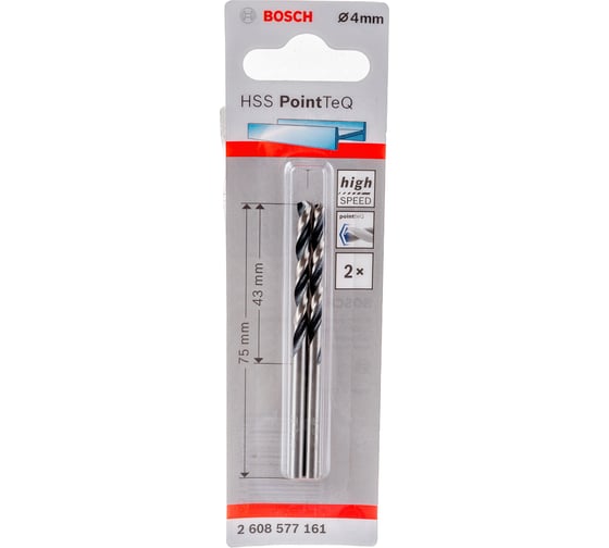 Сверло спиральное по металлу PointTeQ (2 шт; 4х43х75 мм) Bosch 2608577161