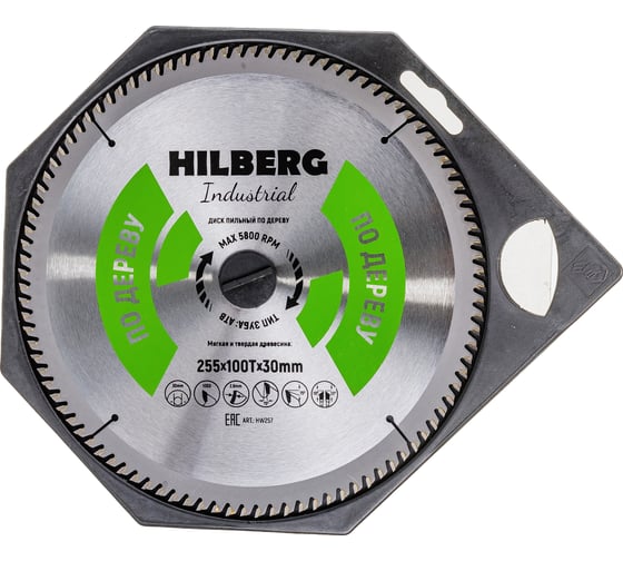 Диск пильный  Industrial Дерево (255x30 мм; 100Т) Hilberg HW257