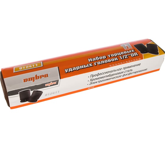 Набор торцевых ударных головок (11 предметов; 10-24 мм; 1/2DR) Ombra 912411 55508