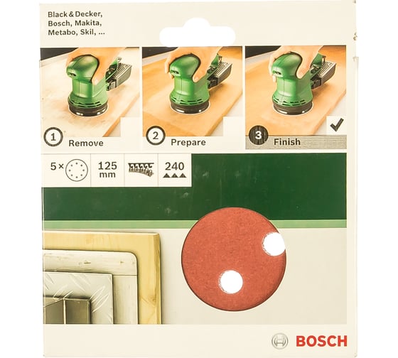 Круги шлифовальные универсальные DIY (5 шт., 125 мм, K240) Bosch 2609256A27