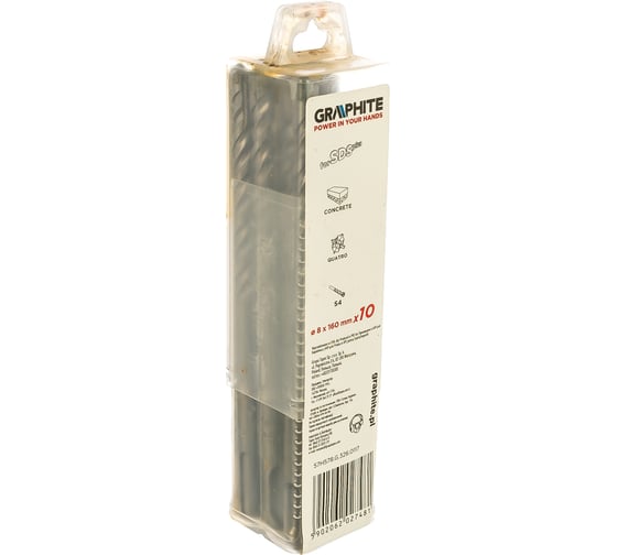 Бур по бетону S4 quatro (10 шт; 8x160х110 мм; SDS-Plus) GRAPHITE 57H578