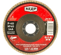 Круг лепестковый торцевой КЛТ1 №40 (125х22.2 мм; Р40) КЕДР 54759