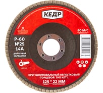 Круг лепестковый торцевой КЛТ1 №24 (125х22.2 мм; Р60) КЕДР 54758