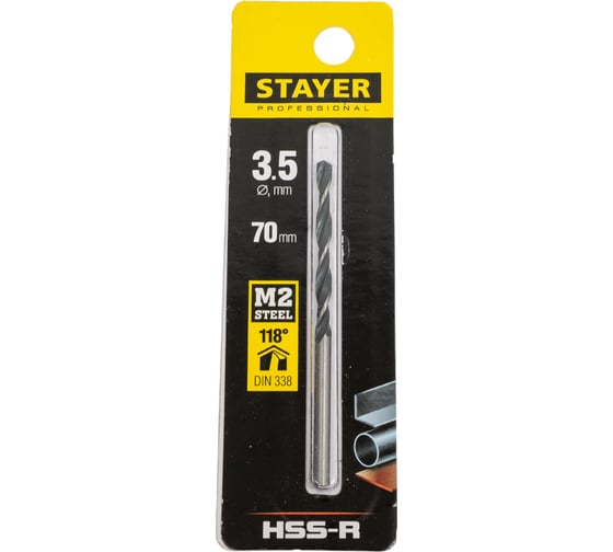 Сверло Professional по металлу HSS-R, (сталь М2, DIN 338, 3.5 мм) Stayer 29602-3.5