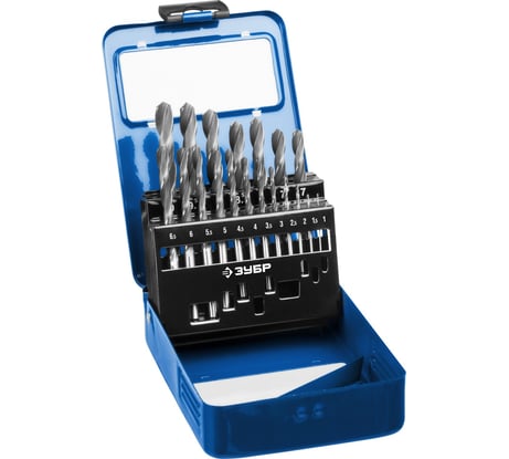 Набор сверл по металлу ЗУБР Профессионал сталь Р6М5, 1-10 мм, 19 шт 29621-H19