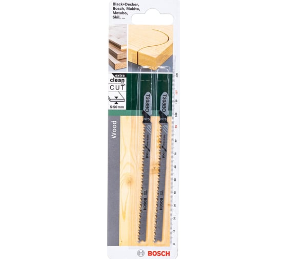 Пилка для лобзика T308B0 (шаг 2.2 мм, 117х91 мм) ExtraCleanWood Bosch 2609256A06