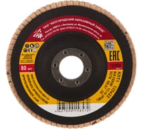 Круг лепестковый шлифовальный торцевой (тип КЛТ1, KK19XW, электрокорунд нормальный, P80, 125x22 мм) БАЗ 36563-125-80