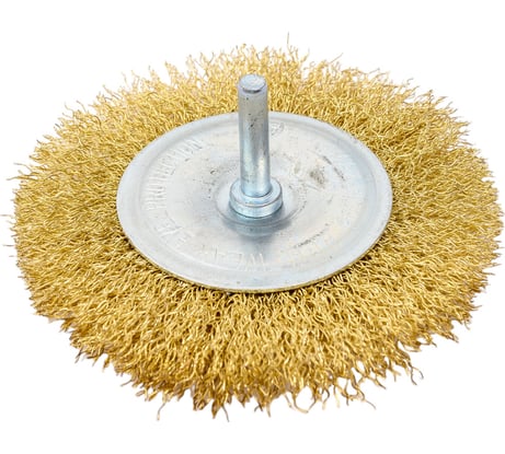 Щетка для дрели плоская (100 мм, латунированная проволока) Калибр 00000041853