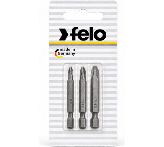Бита крестовая PH 1/PH 2/PH 3, 50 мм, 3 шт. в блистере Felo 03293116