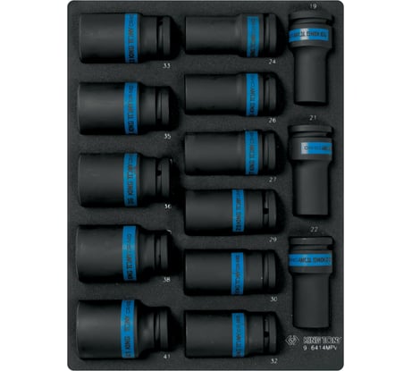 Набор ударных глубоких торцевых головок 3/4", ложемент, 14 шт. KING TONY 9-6414MPV