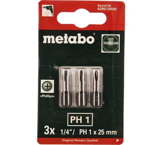 Биты Torsion (PH1, 25 мм, 3 шт.) Metabo 628513000